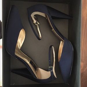 Glint Navy Satin Heels